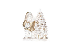 HYK1156 ÇAM AĞAÇLI NOEL BABA 20x28cm KREM-GOLD (YLBŞ) - KERVAN