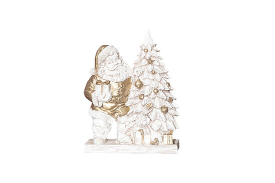 HYK1156 ÇAM AĞAÇLI NOEL BABA 20x28cm KREM-GOLD (YLBŞ) - 1