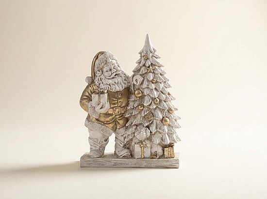 ÇAM AĞAÇLI NOEL BABA 20x28cm KREM-GOLD (YLBŞ) HYK1156 - 1