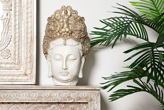HYK138 BÜYÜK BUDA KADIN KAFA BÜST 29X44 CM KREM-GOLD - 3