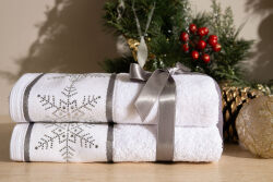 İKİLİ 45X70 cm BÜYÜK KARTANESİ HAVLU BEYAZ-GRİ - 3