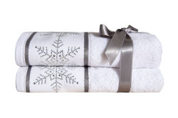 İKİLİ 45X70 cm BÜYÜK KARTANESİ HAVLU BEYAZ-GRİ - HOME SWEET HOME