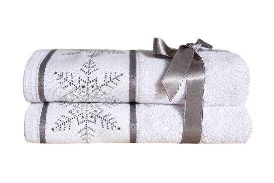 İKİLİ 45X70 cm BÜYÜK KARTANESİ HAVLU BEYAZ-GRİ - 1