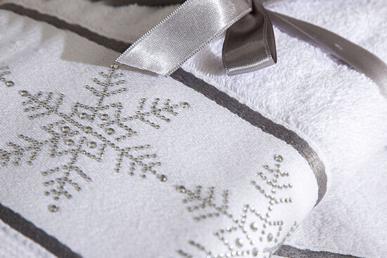 İKİLİ 45X70 cm BÜYÜK KARTANESİ HAVLU BEYAZ-GRİ - 4