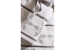 İKİLİ 45X70 cm BÜYÜK KARTANESİ HAVLU BEYAZ-GRİ - 5