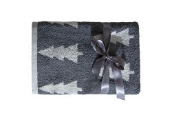 İKİLİ 45X70 cm ÇAM AĞACI JAKAR HAVLU GRİ - 2