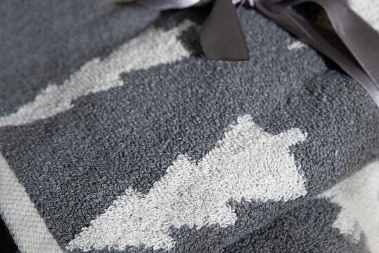 İKİLİ 45X70 cm ÇAM AĞACI JAKAR HAVLU GRİ - 4