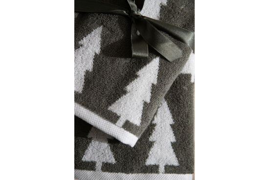 İKİLİ 45X70 cm ÇAM AĞACI JAKAR HAVLU YEŞİL - 5