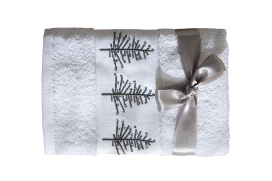 İKİLİ 45X70 cm ÇAM AĞAÇLI HAVLU BEYAZ-GRİ - 2