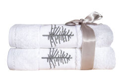 İKİLİ 45X70 cm ÇAM AĞAÇLI HAVLU BEYAZ-GRİ - HOME SWEET HOME