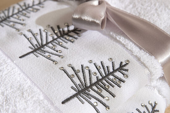 İKİLİ 45X70 cm ÇAM AĞAÇLI HAVLU BEYAZ-GRİ - 4