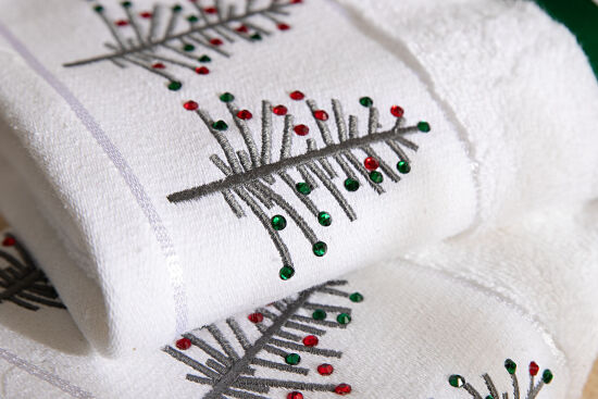 İKİLİ 45X70 cm ÇAM AĞAÇLI HAVLU BEYAZ-GRİMİX - 4