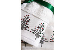 İKİLİ 45X70 cm ÇAM AĞAÇLI HAVLU BEYAZ-GRİMİX - 5