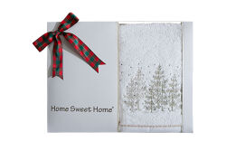 İKİLİ 45X70 cm ÇAM AĞAÇLI KUTULU HAVLU BEYAZ-MİX - 6