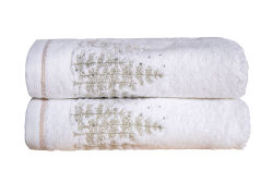 İKİLİ 45X70 cm ÇAM AĞAÇLI KUTULU HAVLU BEYAZ-MİX - HOME SWEET HOME