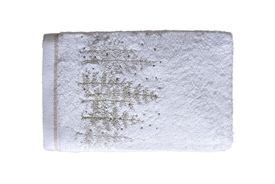 İKİLİ 45X70 cm ÇAM AĞAÇLI KUTULU HAVLU BEYAZ-MİX - 2