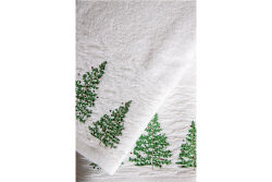 İKİLİ 45X70 cm ÇAM AĞAÇLI KUTULU HAVLU BEYAZ-YEŞİL - 6