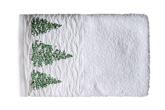 İKİLİ 45X70 cm ÇAM AĞAÇLI KUTULU HAVLU BEYAZ-YEŞİL - 1