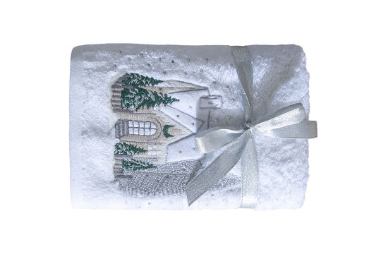 İKİLİ 45X70 cm EV NAKIŞLI HAVLU BEYAZ - 2