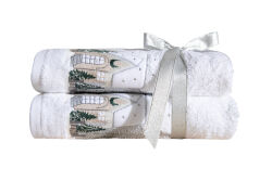 İKİLİ 45X70 cm EV NAKIŞLI HAVLU BEYAZ - HOME SWEET HOME