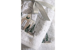 İKİLİ 45X70 cm EV NAKIŞLI HAVLU BEYAZ - 5