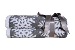 İKİLİ 45X70 cm KARTANESİ JAKAR HAVLU GRİ - HOME SWEET HOME