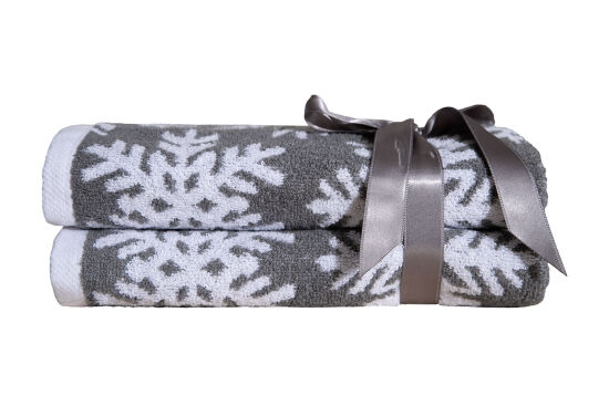 İKİLİ 45X70 cm KARTANESİ JAKAR HAVLU GRİ - 1