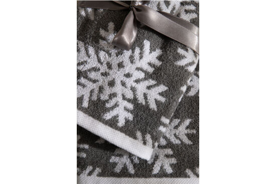 İKİLİ 45X70 cm KARTANESİ JAKAR HAVLU GRİ - 5