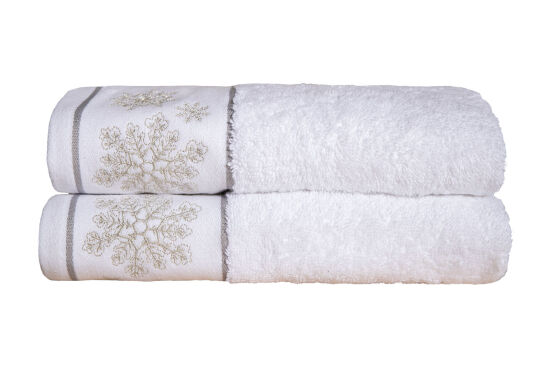 İKİLİ 45X70 cm KARTANESİ KUTULU HAVLU BEYAZ-GRİ - 2