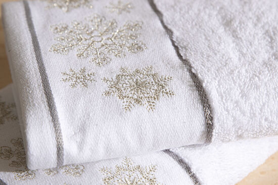 İKİLİ 45X70 cm KARTANESİ KUTULU HAVLU BEYAZ-GRİ - 5