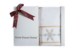 İKİLİ 45X70 cm KARTANESİ KUTULU HAVLU GOLD TAŞLI - 5