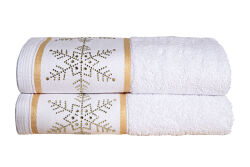 İKİLİ 45X70 cm KARTANESİ KUTULU HAVLU GOLD TAŞLI - 2