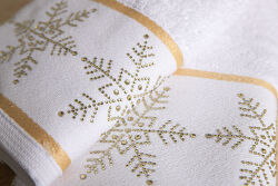 İKİLİ 45X70 cm KARTANESİ KUTULU HAVLU GOLD TAŞLI - 4