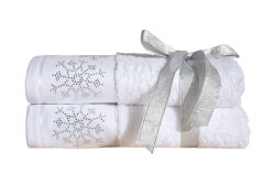 İKİLİ 45X70 cm KARTANESİ TAŞLI HAVLU BEYAZ - HOME SWEET HOME