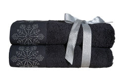 İKİLİ 45X70 cm KARTANESİ TAŞLI HAVLU SİYAH - 2