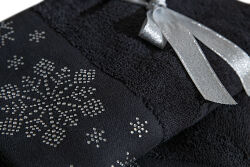 İKİLİ 45X70 cm KARTANESİ TAŞLI HAVLU SİYAH - 4