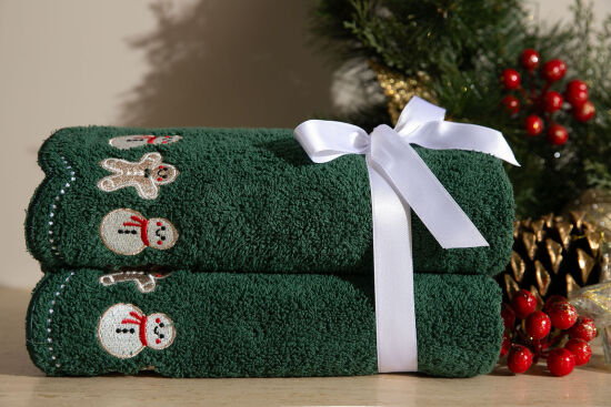 İKİLİ 45X70 cm KURABİYE ADAM HAVLU YEŞİL - 3