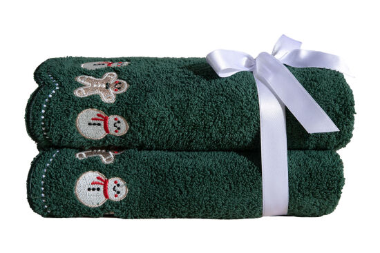 İKİLİ 45X70 cm KURABİYE ADAM HAVLU YEŞİL - 1