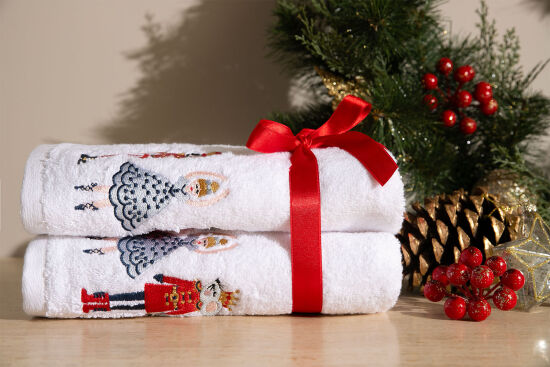 İKİLİ 45X70 cm KURŞUN ASKER HAVLU BEYAZ - 3