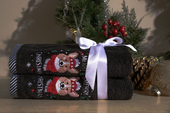 İKİLİ 45X70 cm MERRY CHRISSMAS HAVLU SİYAH - 3