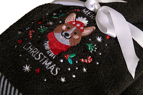 İKİLİ 45X70 cm MERRY CHRISSMAS HAVLU SİYAH - 4