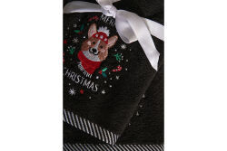 İKİLİ 45X70 cm MERRY CHRISSMAS HAVLU SİYAH - 5