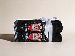 İKİLİ 45X70 cm MERRY CHRISSMAS HAVLU SİYAH - HOME SWEET HOME
