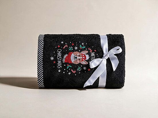 İKİLİ 45X70 cm MERRY CHRISSMAS HAVLU SİYAH - 2