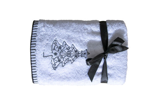 İKİLİ 45X70 cm YILDIZ CAM AĞACI HAVLU BEYAZ-SİYAH - 1