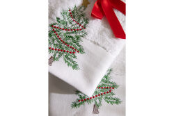 İKİLİ 45X70 cm YILDIZ CAM AĞACI HAVLU BEYAZ-YEŞİL - 4