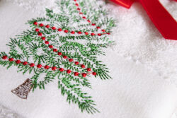 İKİLİ 45X70 cm YILDIZ CAM AĞACI HAVLU BEYAZ-YEŞİL - 5