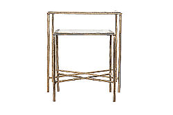 İKİLİ DİKDÖRTGEN ZİGON SEHPA - ÜST MERMER - ANTİK GOLD - 60X40X60 CM - 45X33X50 CM - 45859 - 3