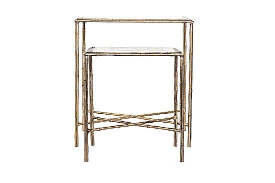 İKİLİ DİKDÖRTGEN ZİGON SEHPA - ÜST MERMER - ANTİK GOLD - 60X40X60 CM - 45X33X50 CM - 45859 - 3