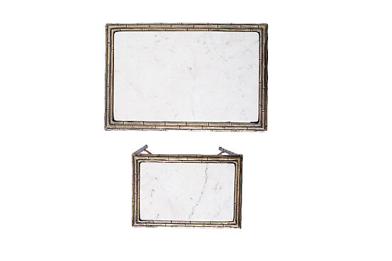 İKİLİ DİKDÖRTGEN ZİGON SEHPA - ÜST MERMER - ANTİK GOLD - 60X40X60 CM - 45X33X50 CM - 45859 - 2